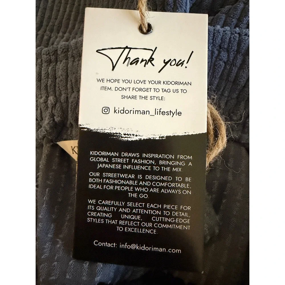 Kidoriman Corduroy Joggers Mens Large Blue Grey Japanese Streetwear Pants
